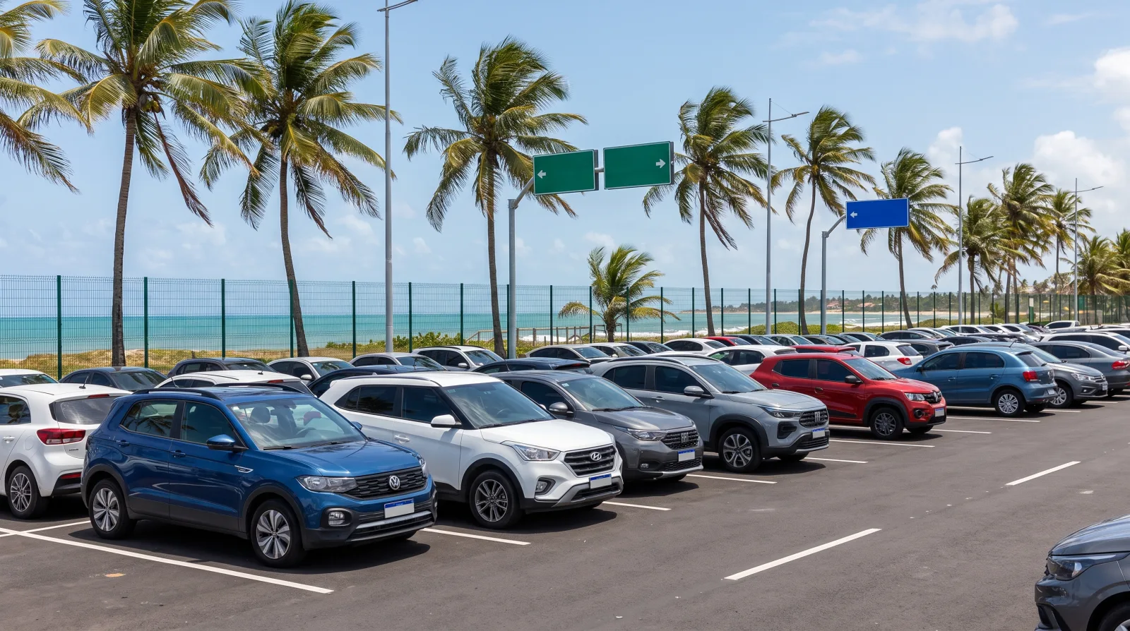 carro em vaga descoberta perto do aeroporto do Recife, exposto ao sol e ao ar salino da orla